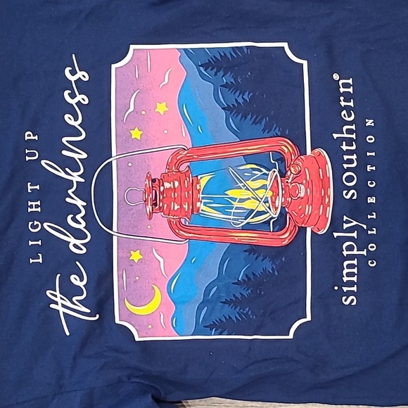 Simply Southern LIGHT UP the DARKNESS Navy Long Sleeve Top Size Small - Picture 4 of 7